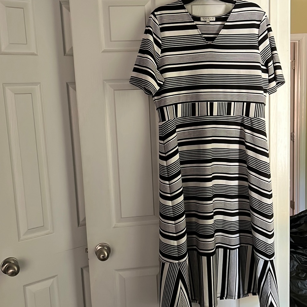 Chai’s black and white dress